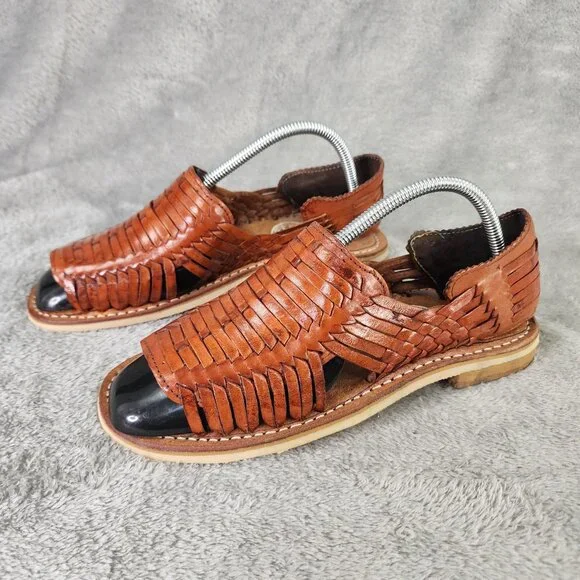 Kwarachi Huarache Shoes Mens Size 6 Leather Handmade Mexican Sandals Slip On Mexican Huaraches for Men, 100% Leather, Shoes Made in  main image 2